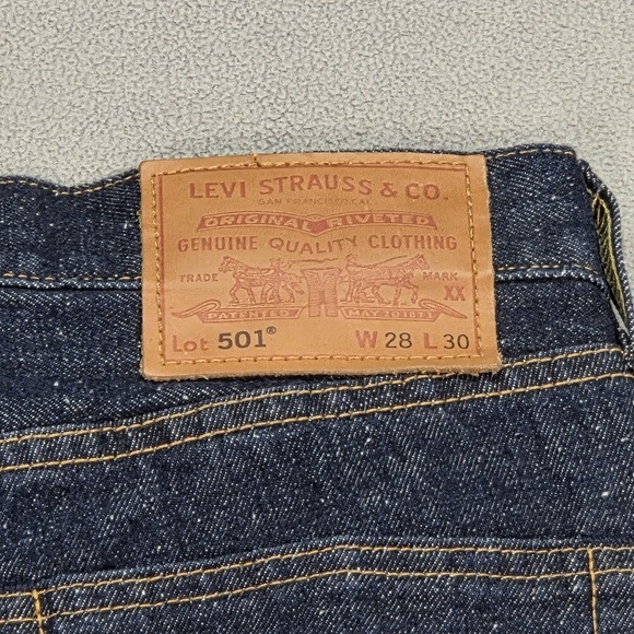 NWT Levis 501 Jeans Mens 28x30 Indigo Blue Slubby Raw Selvedge Fits 26x28 - Picture 3 of 16